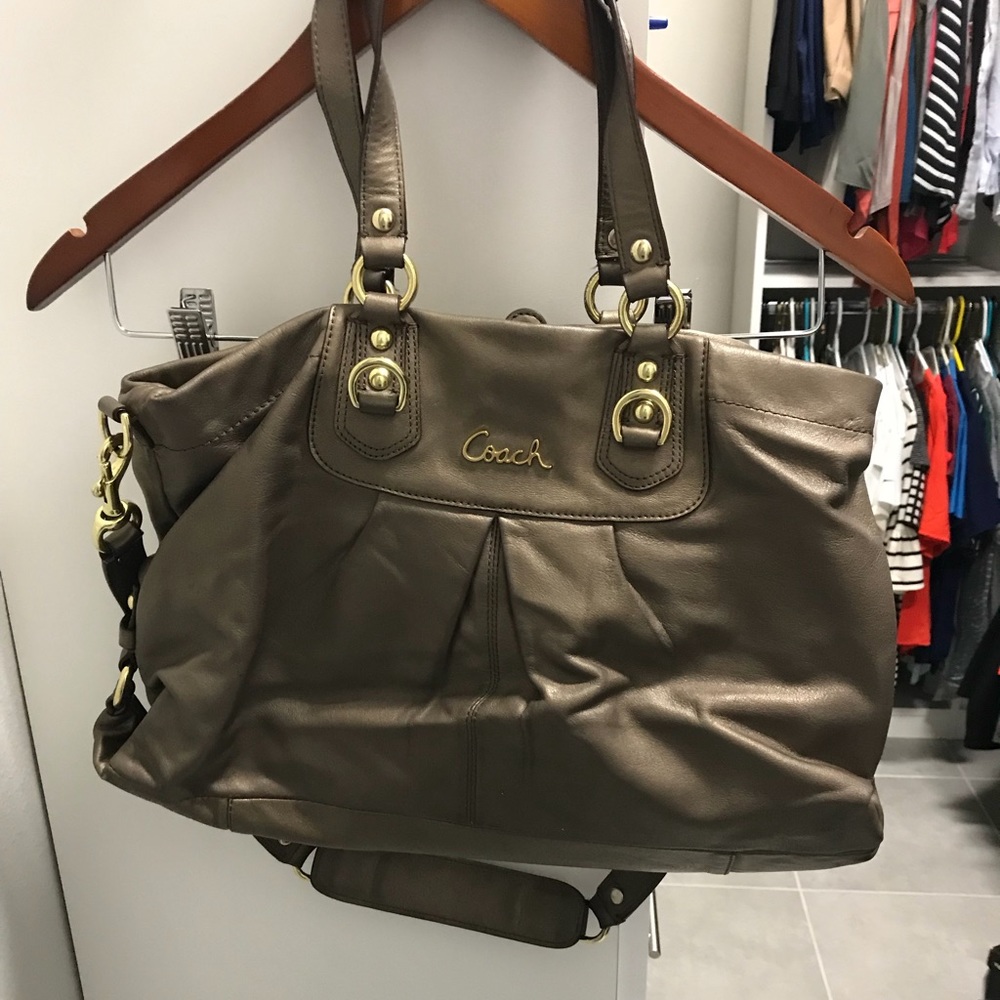 Large Ashley Satchel Bronze Shoulder Bag